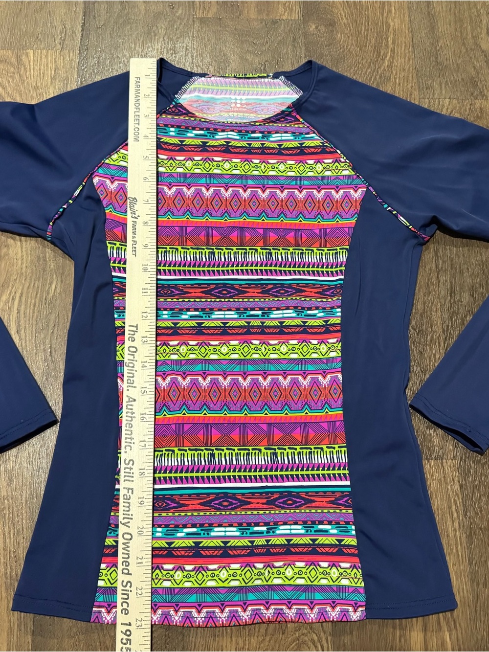 Title 9 Navy Blue Multicolor Long Sleeve Rash Guard Swim Top Size Small - Picture 4 of 7